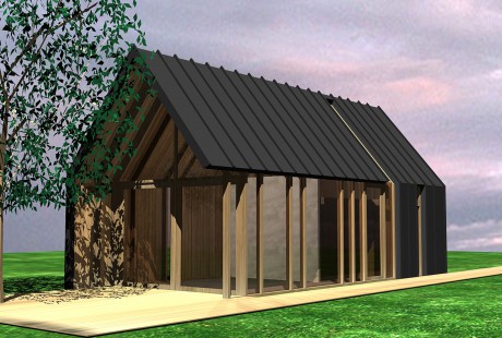 Ontwerp tuinhuis voorgevel- komlaan bergen