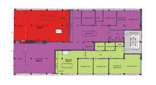 Plattegrond appartementen Weerd