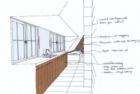 Schets boerderij heerhugowaard - badkamer