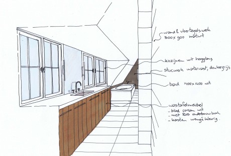 Schets boerderij heerhugowaard - badkamer